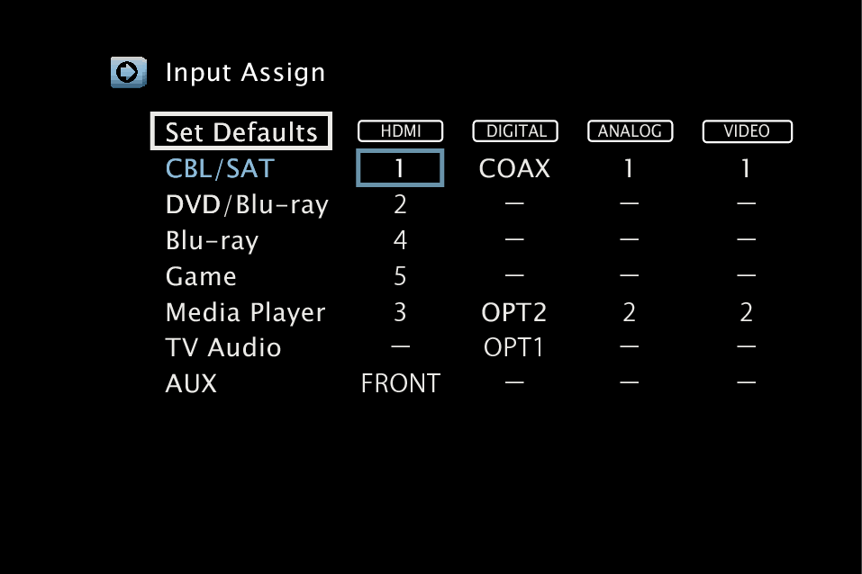 Input Assign AVR-S720W